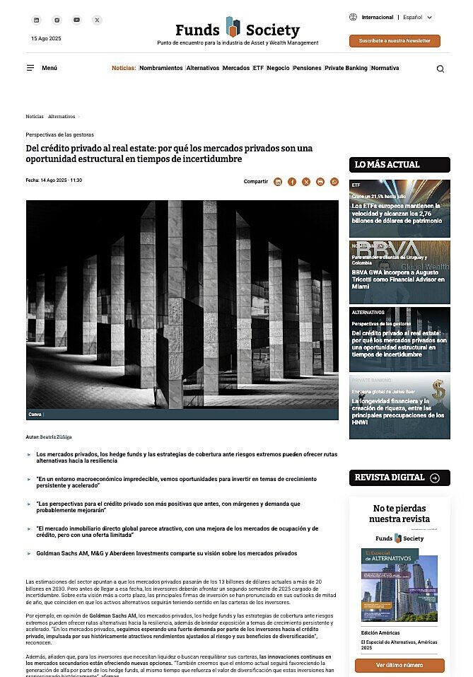 Del crdito privado al real estate: por qu los mercados privados son una oportunidad estructural en tiempos de incertidumbre